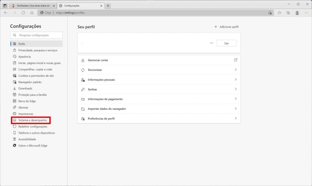Microsoft Edge: como ativar ou desativar o "Início rápido" 2 Como ativar ou desativar o Início rápido do Microsoft Edge - Passo 2