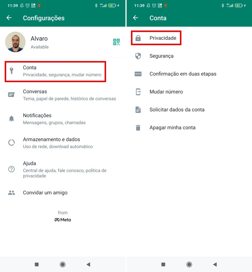 WhatsApp: como não exibir sua foto nas notificações 2 Como não exibir sua foto nas notificações do WhatsApp - Passo 2
