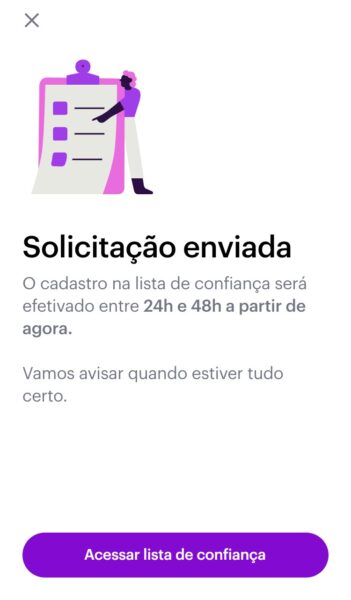 Tutorial para adicionar contatos à lista de confiança do Pix no app do Nubank