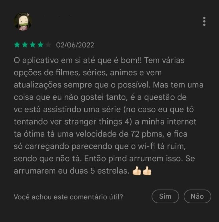 Comentário app de pirataria