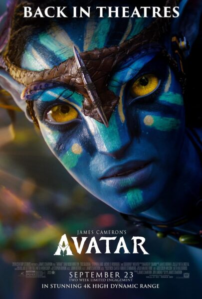 Pôster do relançamento de "Avatar", filme de 2009 que ganhará re-exibição nos cinemas em setembro