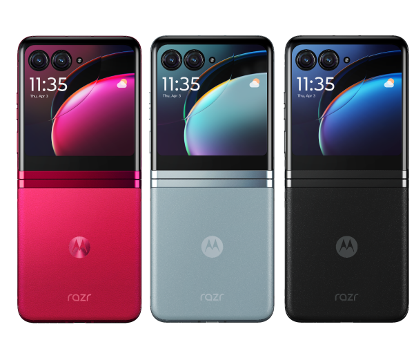 Imagem mostra a linha de smartphones razr 40 e razr 40 Ultra, da Motorola