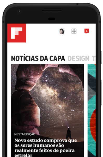 Imagem mostra tela do Flipboard