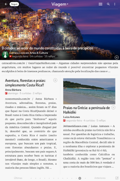 Imagem mostra tela do Flipboard