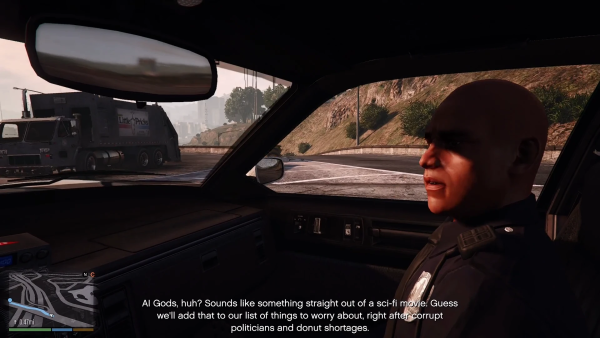 Imagem mostra arte conceitual e cenas de Inworld Sentient Streets, um mod de GTA V