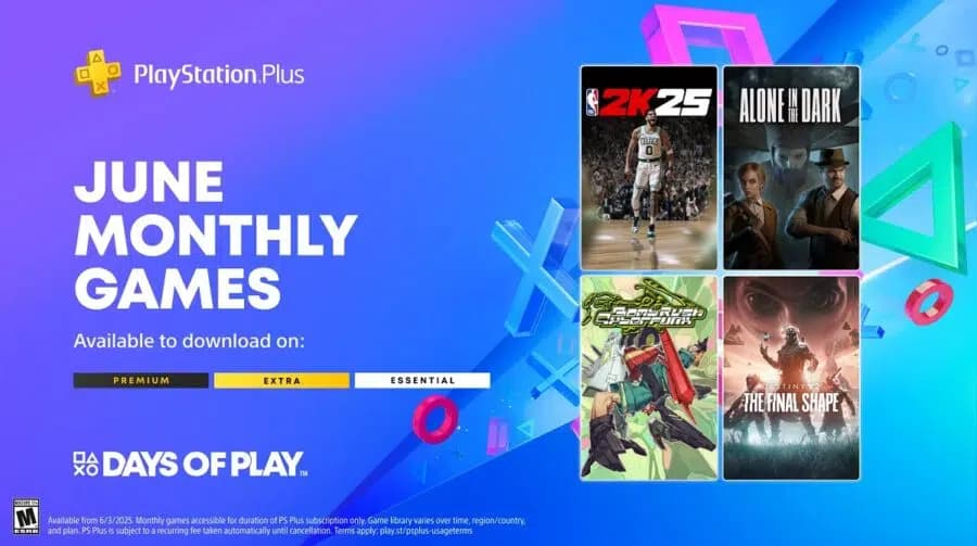 Jogos da PS Plus de Junho 2025: Confira os títulos deste mês
