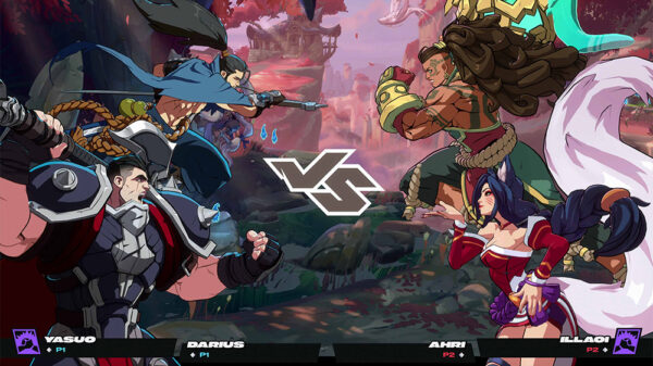 Prepare-se para o Combate: Beta Fechado de 2XKO é Anunciado para Setembro 1 Tela de confronto do jogo 2XKO mostrando uma luta de duplas: Yasuo e Darius contra Ahri e Illaoi.